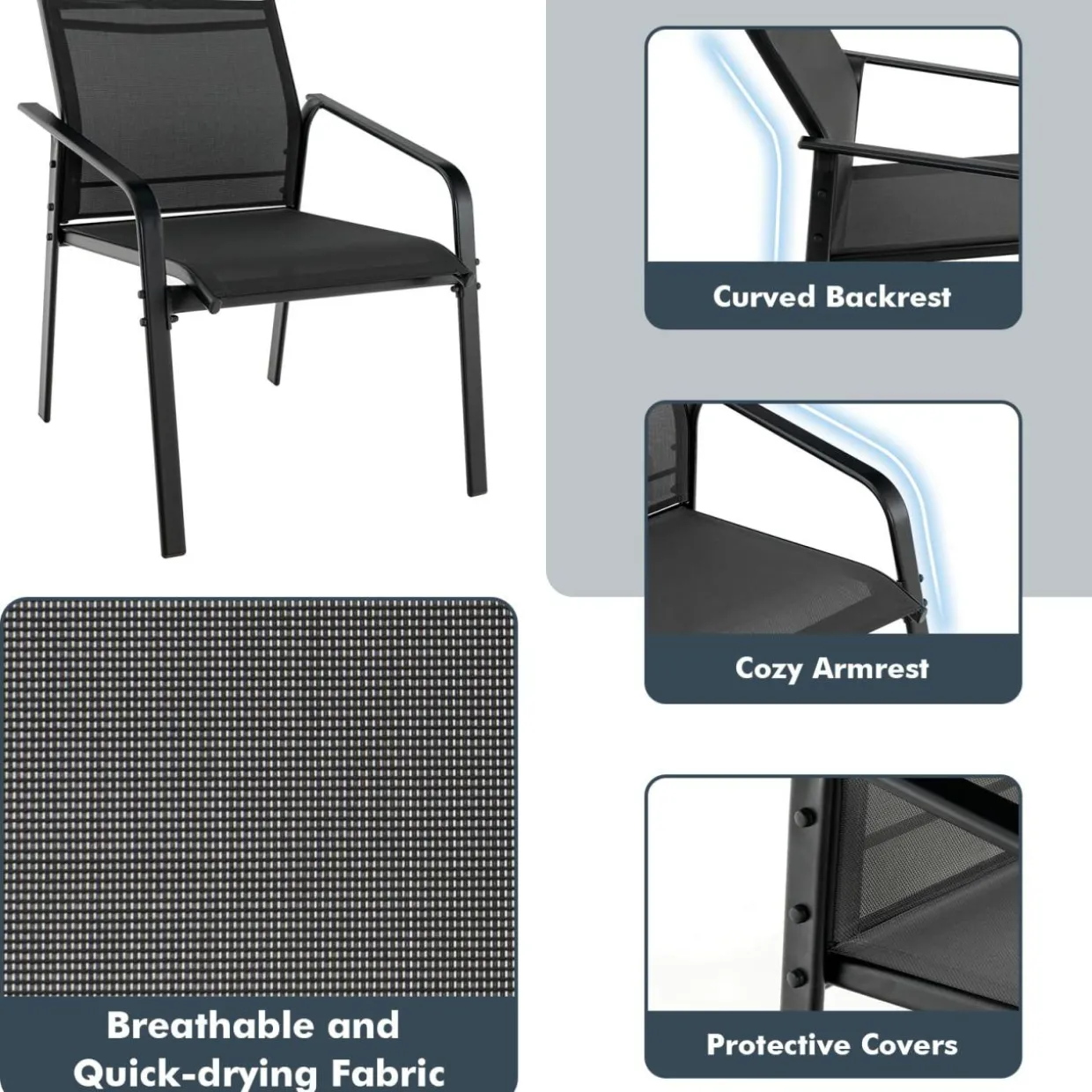Tangkula 4 Pieces Patio Furniture Set, Outdoor Conversation Set with Tempered Glass Coffee Table