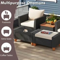 Tangkula 7 Pieces Patio Furniture Set, PE Rattan Sectional Sofa Set with Loveseat