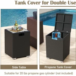Tangkula 12 Pieces Patio Furniture Set with 32” Fire Pit Table and Propane Tank Cover