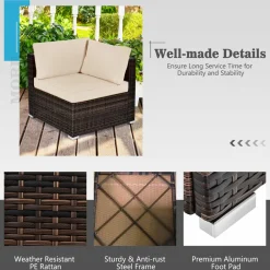Tangkula 7 Pieces Patio Furniture Set with 35” 50000 BTU Propane Gas Fire Pit Table & Waterproof Cover for Firpit