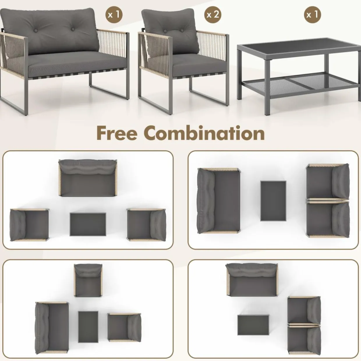 Tangkula 4/8 Pieces Patio Furniture Set
