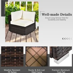 Tangkula 6 Pieces Patio Furniture Set, Outdoor Wicker Conversation Set with Glass Coffee Table