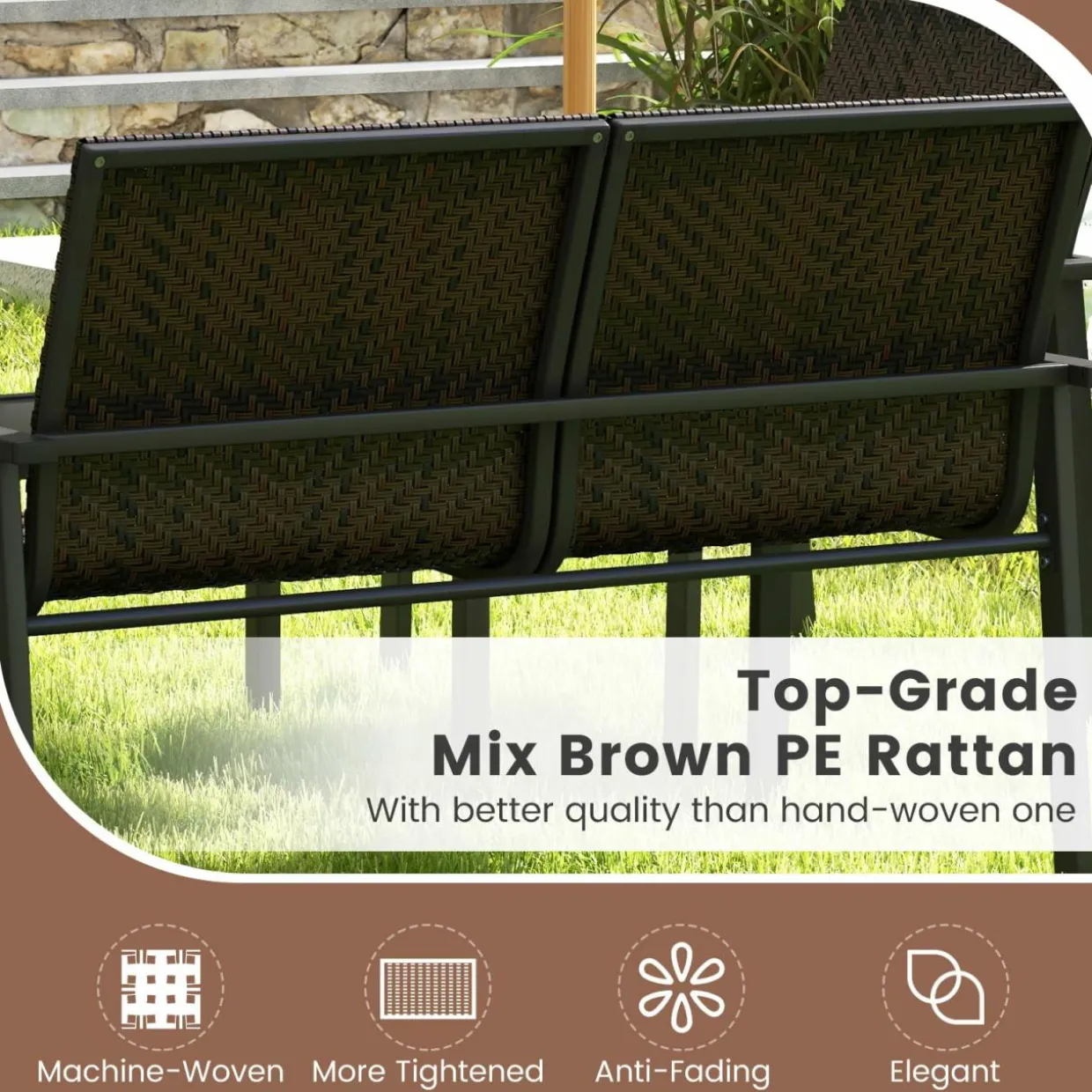 Tangkula 8 Pieces Patio Furniture Set, Patiojoy Heavy Duty Galvanized Metal Frame Outdoor Wicker Table and Chairs Set
