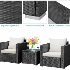 Tangkula 3 Pieces Patio Furniture Set