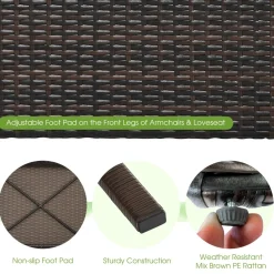 Tangkula 7 Pieces Patio Furniture Set, Outdoor Rattan Conversation Set with Waterproof Cover