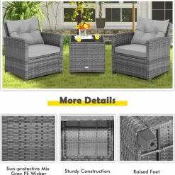 Tangkula 3 Pieces Patio Furniture Set