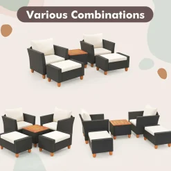 Tangkula 5 Pieces Patio Furniture Set, PE Rattan Chairs with Storage Table