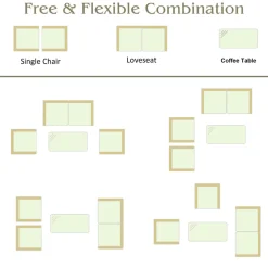 Tangkula 4 Pieces Patio Furniture Set, Outdoor Conversation Set with Cushions and Coffee Table