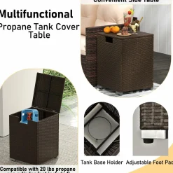 Tangkula 4 Pieces Patio Furniture Set with 32” Fire Pit Table and Propane Tank Cover