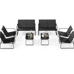Tangkula 4 Pieces Patio Furniture Set, Outdoor Conversation Set with Tempered Glass Coffee Table