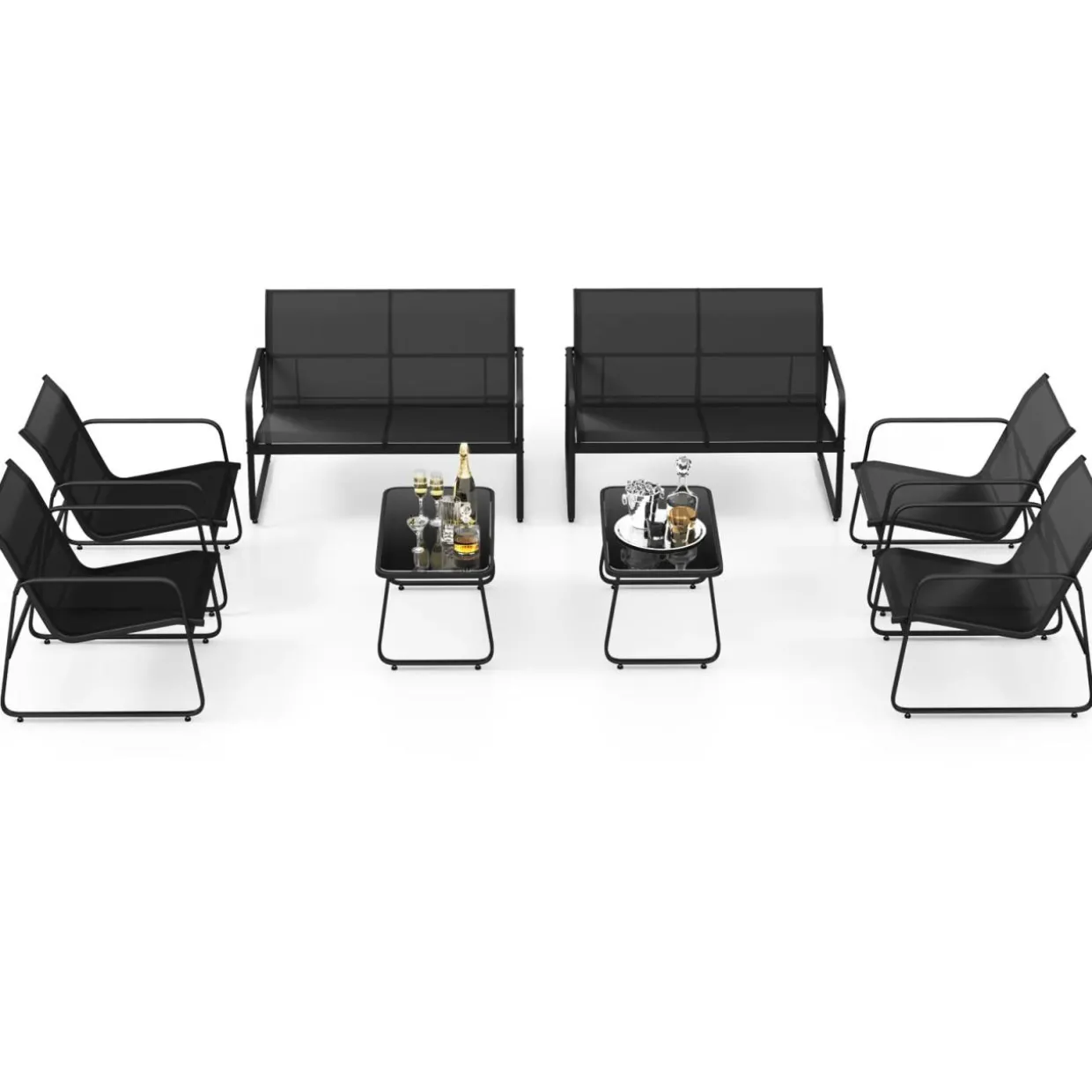 Tangkula 4 Pieces Patio Furniture Set, Outdoor Conversation Set with Tempered Glass Coffee Table