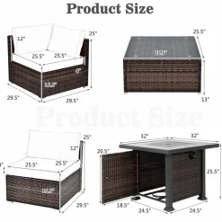Tangkula 7 Pieces Patio Furniture Set with Fire Pit Table