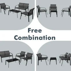 Tangkula 4 Pieces Patio Furniture Set, Outdoor Conversation Set with Tempered Glass Coffee Table