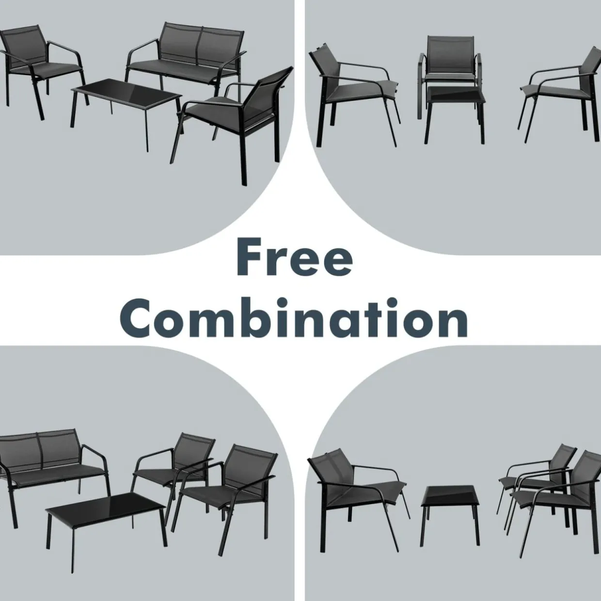Tangkula 4 Pieces Patio Furniture Set, Outdoor Conversation Set with Tempered Glass Coffee Table