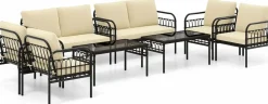 Tangkula 4 Pieces Patio Furniture Set, Outdoor Wicker Conversation Bistro Set