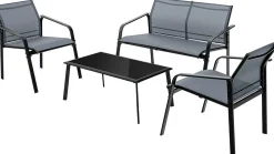 Tangkula 4 Pieces Patio Furniture Set, Outdoor Conversation Set with Tempered Glass Coffee Table