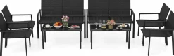 Tangkula 8 Pieces Patio Furniture Set, Patiojoy Heavy Duty Galvanized Metal Frame Outdoor Wicker Table and Chairs Set
