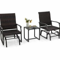 Tangkula 3 Pieces Patio Gliding Set
