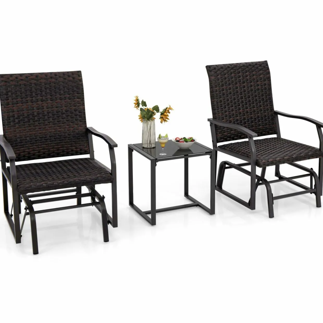 Tangkula 3 Pieces Patio Gliding Set