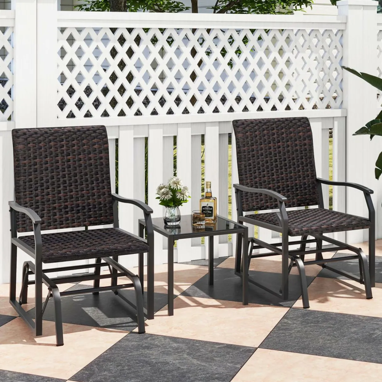 Tangkula 3 Pieces Patio Gliding Set