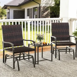 Tangkula 3 Pieces Patio Gliding Set