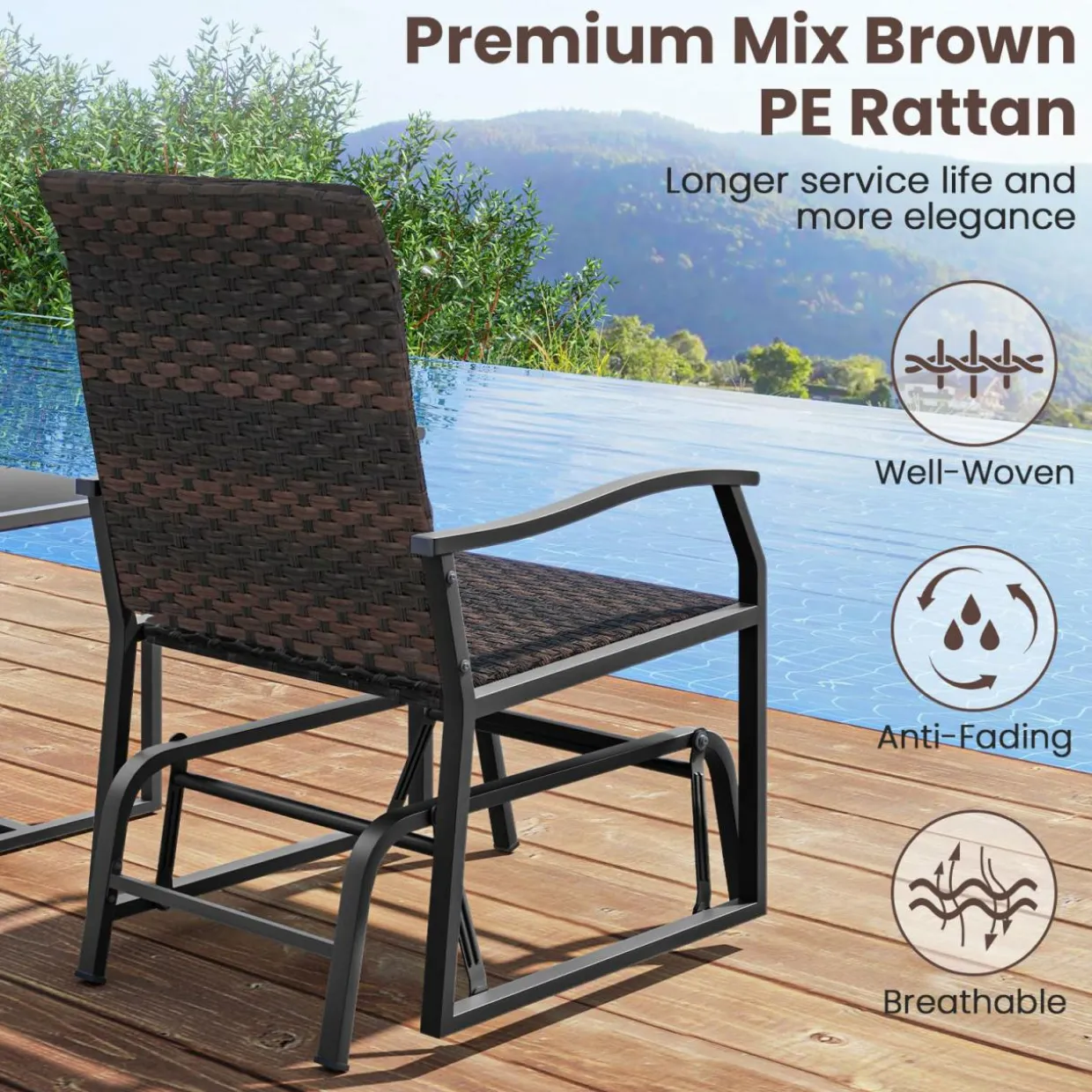 Tangkula 3 Pieces Patio Gliding Set