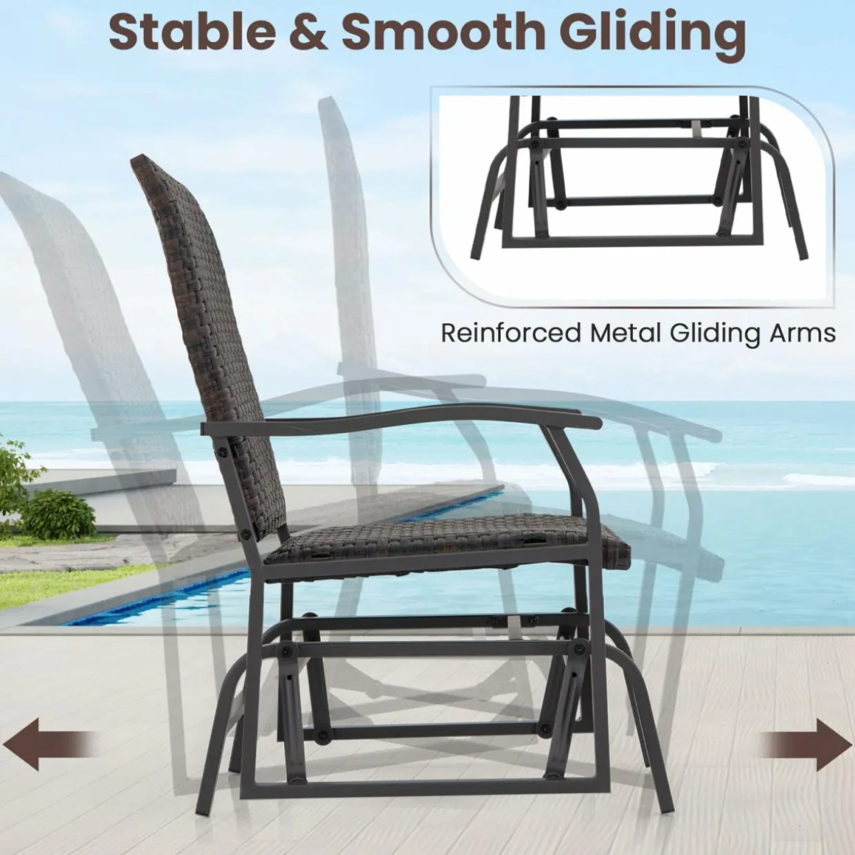 Tangkula 3 Pieces Patio Gliding Set