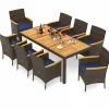 Tangkula 9 Pieces Patio PE Wicker Dining Set