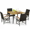Tangkula 5 Pieces Patio PE Wicker Dining Set, Outdoor Dining Table and Chairs with Cushions
