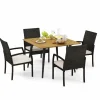 Tangkula 5 Pieces Patio PE Wicker Dining Set, Outdoor Dining Table and Chairs with Cushions