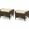 Tangkula 2 Pieces Patio PE Wicker Ottomans with Removable Cushions