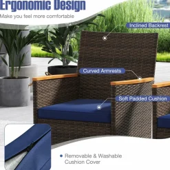 Tangkula 9 Pieces Patio PE Wicker Dining Set