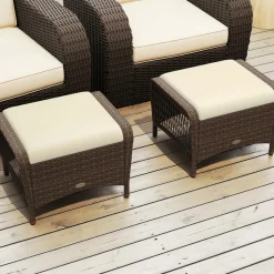 Tangkula 2 Pieces Patio PE Wicker Ottomans with Removable Cushions