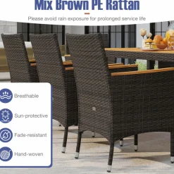 Tangkula 9 Pieces Patio PE Wicker Dining Set