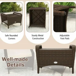 Tangkula 2 Pieces Patio PE Wicker Ottomans with Removable Cushions