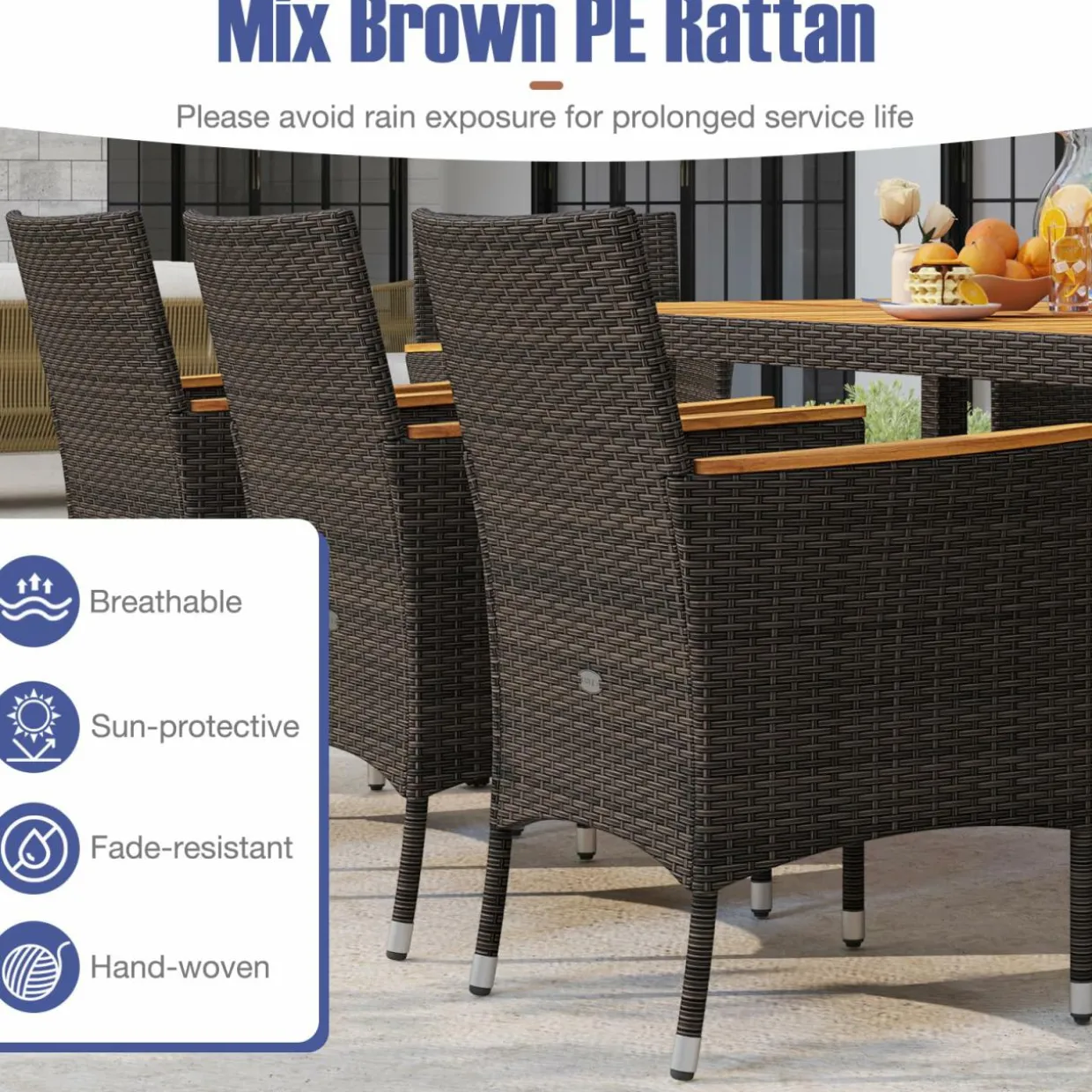 Tangkula 9 Pieces Patio PE Wicker Dining Set