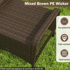 Tangkula 2 Pieces Patio PE Wicker Ottomans with Removable Cushions