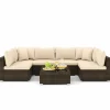 Tangkula 7 Pieces Patio Rattan Furniture Set, Patiojoy Outdoor Conversation Set with Cushions and Tempered Glass Coffee Table