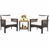Tangkula 3 Pieces Patio Rattan Sofa Set
