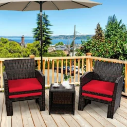Tangkula 5 Pieces Patio Rattan Furniture Set, Outdoor Conversation Set