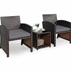 Tangkula 5 Pieces Patio Rattan Furniture Set, Outdoor Conversation Set