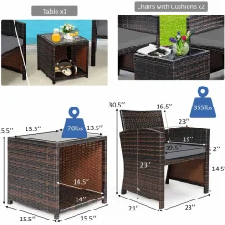 Tangkula 5 Pieces Patio Rattan Furniture Set, Outdoor Conversation Set