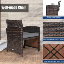 Tangkula 5 Pieces Patio Rattan Furniture Set, Outdoor Conversation Set