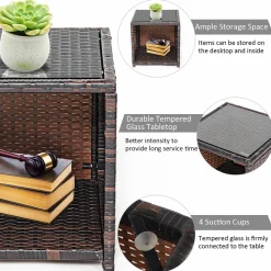 Tangkula 5 Pieces Patio Rattan Furniture Set, Outdoor Conversation Set