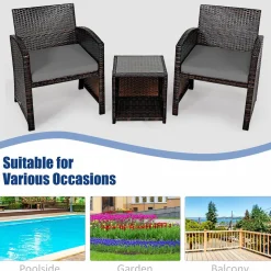 Tangkula 5 Pieces Patio Rattan Furniture Set, Outdoor Conversation Set