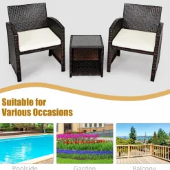 Tangkula 5 Pieces Patio Rattan Furniture Set, Outdoor Conversation Set