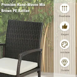 Tangkula 9 Pieces Patio Rattan Dining Set with Acacia Wood Table