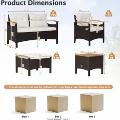 Tangkula 7 Pieces Patio Rattan Sofa Set, Outdoor Wicker Conversation Set
