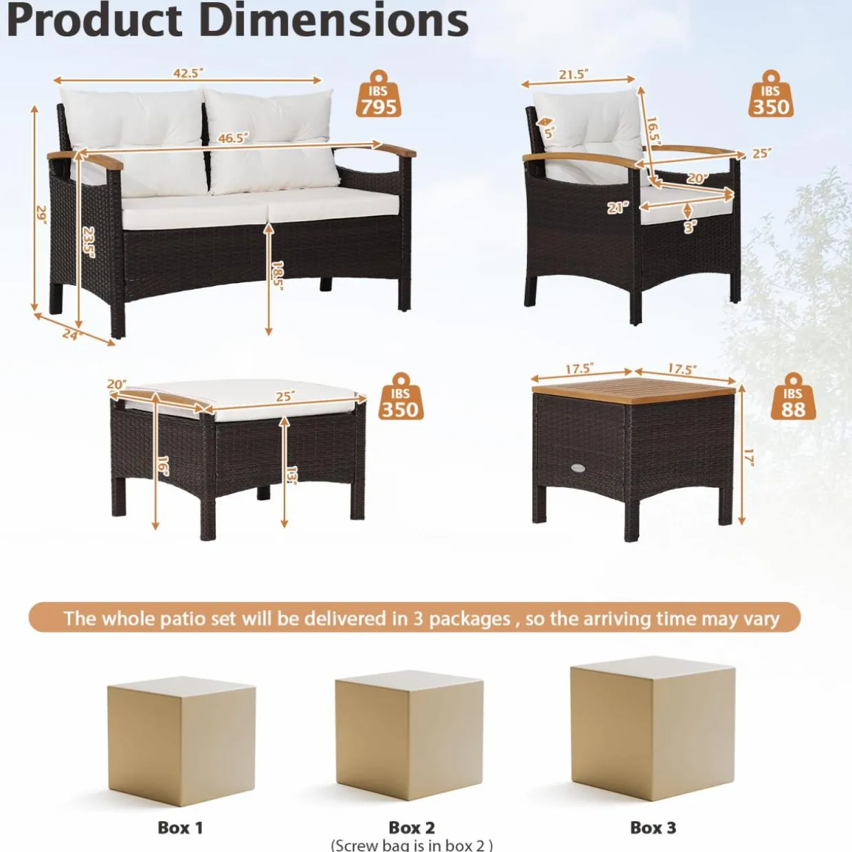 Tangkula 7 Pieces Patio Rattan Sofa Set, Outdoor Wicker Conversation Set