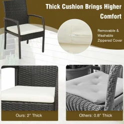 Tangkula 9 Pieces Patio Rattan Dining Set with Acacia Wood Table